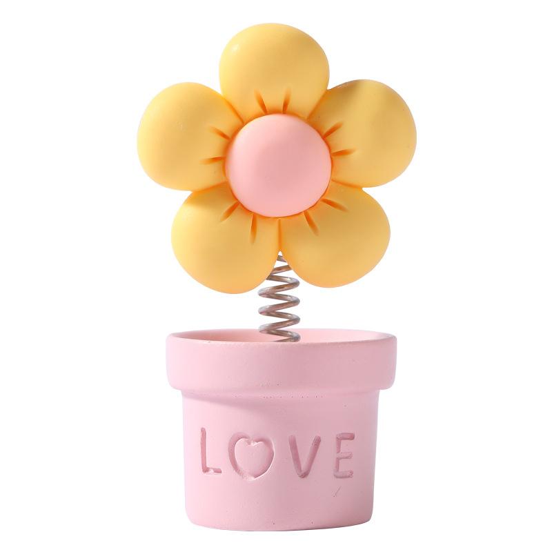 Niedliche Cartoon Armaturenbrett Dekoration Bonbonfarbe Blumentopf Auto Wackelkopf Spielzeug Kreative Wackelblumentopf Ornament