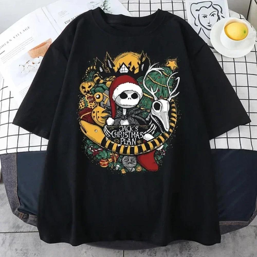 Men T-shirt Nightmare Before Christmas Printed Short-sleeved Gothic Streetwear Unisex Gothic Retro Loose Top Y2K Shirt