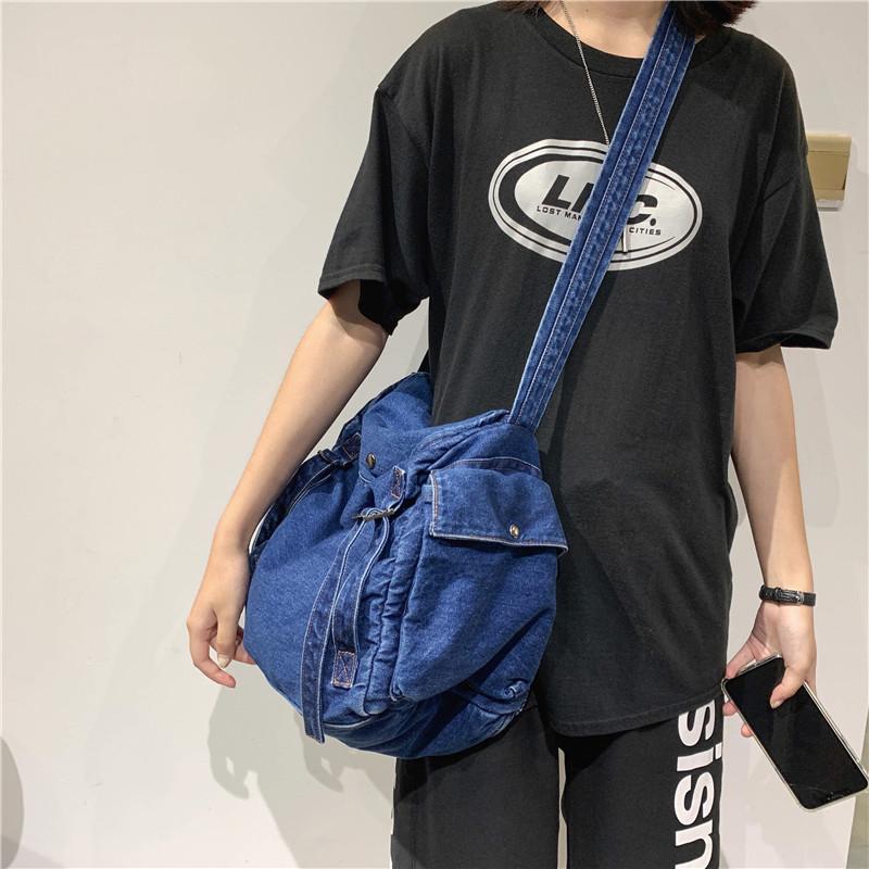 Dámská džínová crossbody taška Velkokapacitní taška přes rameno
