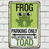 Funny Frog Parking Only Metal Sign, Rustproof Aluminum Wall Art for Garage