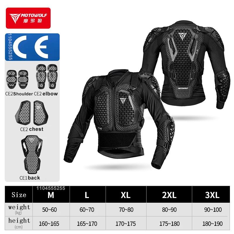 Motowolf Motorradjacke Herren Damen Protektorenjacke Motorrad Körper Schutz Motocross Jacke CE Zertifiziert Fahr Schutzkleidung