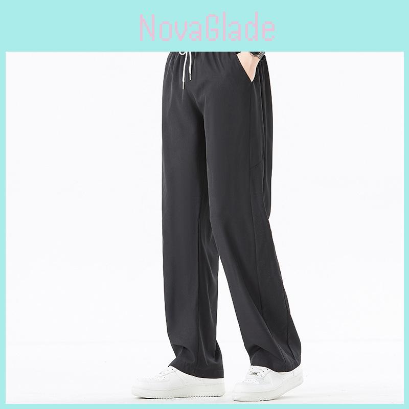 Casual Pants Men Summer Breathable Ice Silk Sports Trousers With Drawstring For Youth Activewear