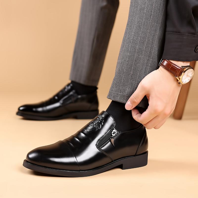 Luxury Men Oxford Shoes Retro Lion Head Zip Men Dress Shoes Office Business Loafer Men Party Wedding Shoes New