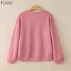 ZANZEA Women Casual Round Neck Loose Long Sleeve Sweatshirt