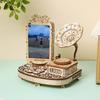 DIY 3D Wooden Puzzle Phonograph Photo Frame Miniature Model Kits Assembly Jigsaw for Kids Adults Birthday Gifts