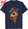 Steampunk Clock Gear and Butterflies Vintage Retro Aesthetic TShirt Unisexs Casual Funny Plus Size Printed Tee Womens Clothing