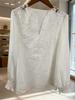 Women's Elegant Lace V-Neck Cotton Linen Long Lantern Sleeve Top