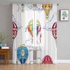 Cartoon Air Balloon Print Sheer Curtains For Living Room Bedroom Kitchen Home Hotel Decor Chiffon Tulle Window Panel Curtain