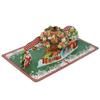 3D Christmas Greeting Card Christmas Wreath Shape Hand Carved Paper Blessing Message Card with Envel