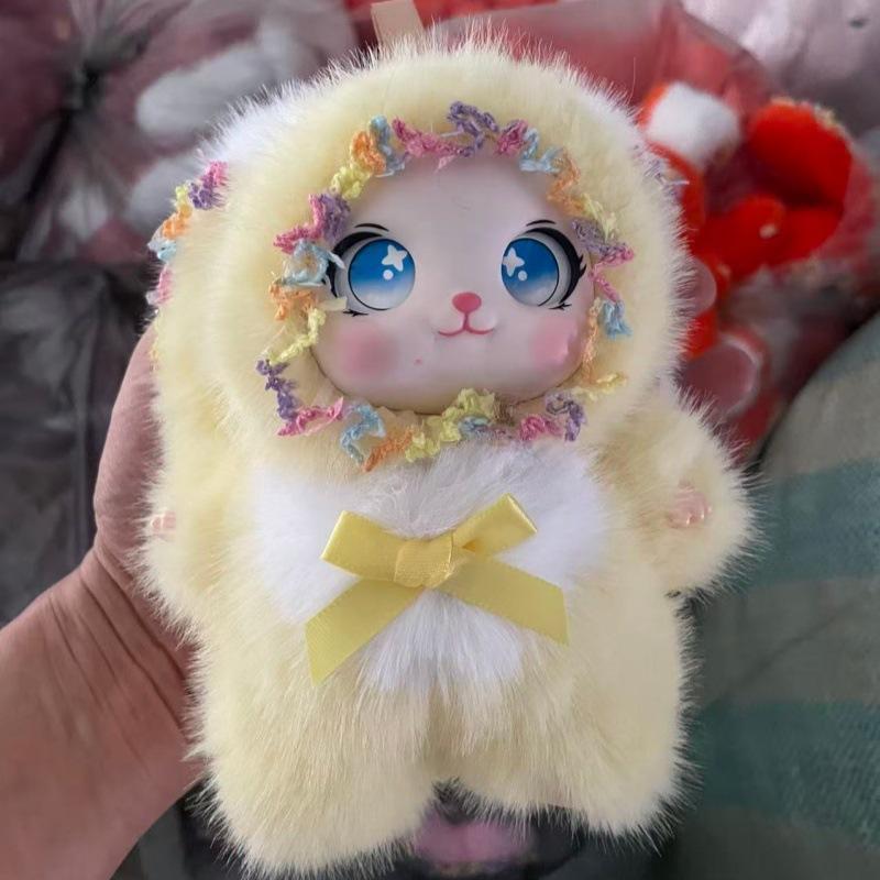 2026 Exquisite Rabbit Plush Pendant Cute Big Ear Fluffy Bunny Doll Keychain Ornament for Backpack Girls Daily Gifts
