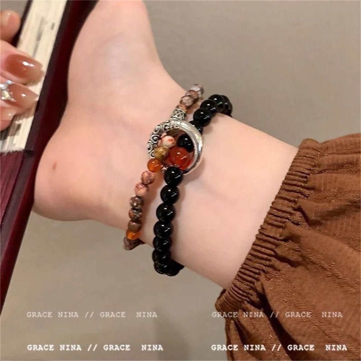 

2025 новый ретро новый китайский браслет с шестью кубиками розовый туман роза цветок темперамент универсальные парные украшения