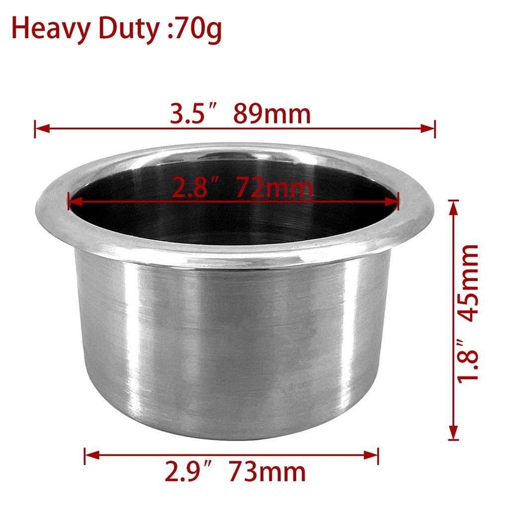 ISURE MARINE Stainless Steel Cup Holders with Heavy for Poker Fits Standard Soda for and 3-inch Spill-Proof (4-pack) Non-Slip Washers, Duty, Tables,