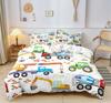 Cartoon Car Bedding Set Construction Vehicles Comforter Cover 3pcs Kids Machinery Truck Soft Polyester Duvet Cover for Boys Gift