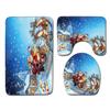 Christmas Waterproof Shower Curtain Four-Piece Floor Mat Combination Set Household Door Mat Bedroom Living Room Carpet