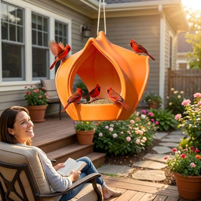 Plastic Hanging Bird Feeder Birdhouse Large Capacity Wild Bird Feeder Water-Resistant Weatherproof Bird Food Container