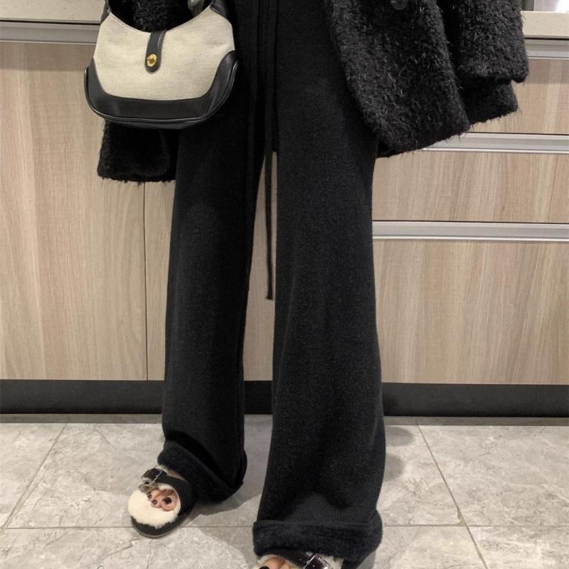 

Женские узкие широкие брюки из плюша и плотной вязки вафельной вязки XL серый