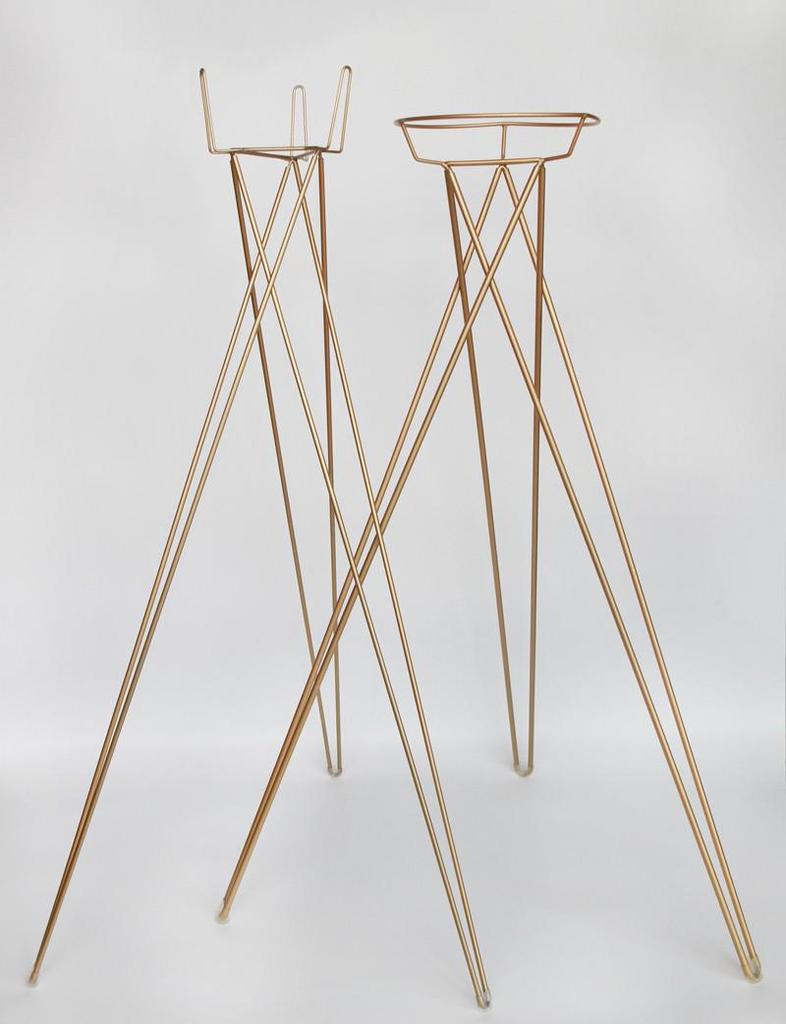 Gold Metal Flower Stand - Tripod Design for Flower Shops