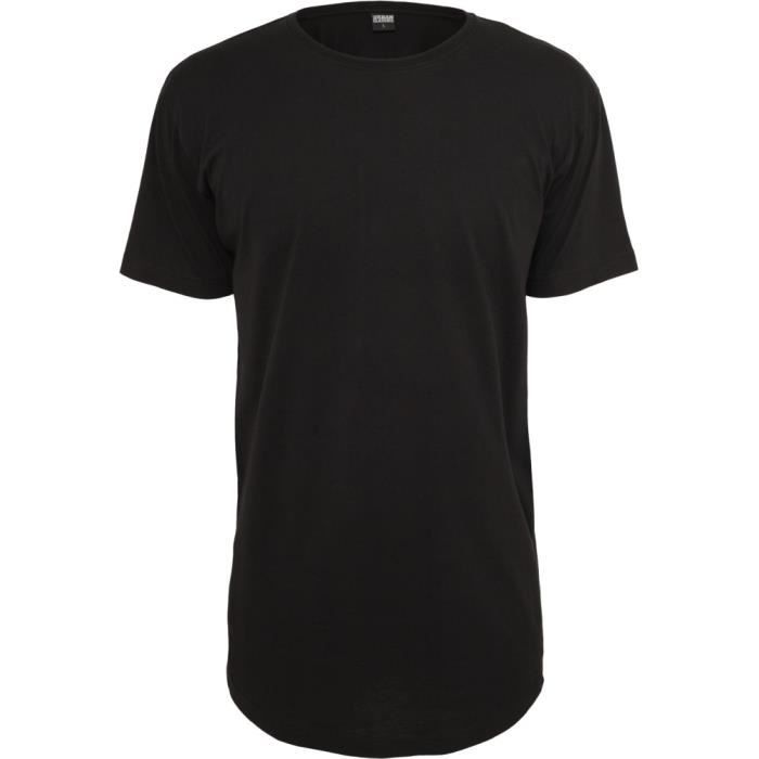 T-shirt long - Urban Classics - SHAPED - Noir - 90% Coton - Manches courtes