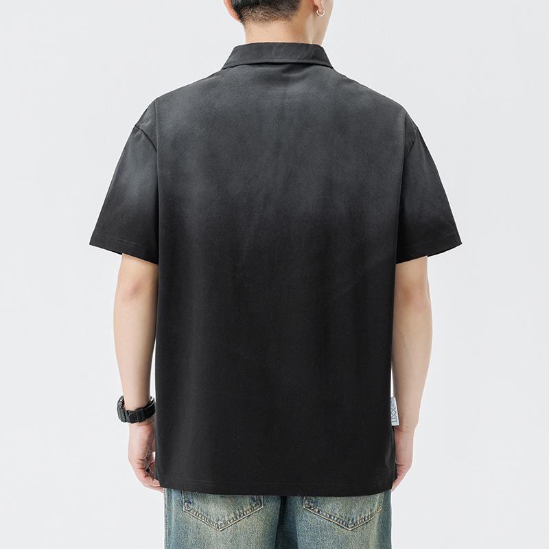 Lapel Polo Short Sleeve Men Tie-dyeed Old Men Lapel Thin Short T-top