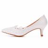 5cm Medium Heel Elegant Simple Lace Flower Wedding Shoes Pointy Toe High Heels Bridal Wedding Dress Shoes Spring and Autumn Single Shoes