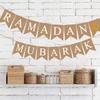 Eid Mubarak Leinen Banner Girlande Mond Stern Hängende Ornamente Islamisch Muslimisch für Zuhause Ramadan Dekoration Festival Party Zubehör