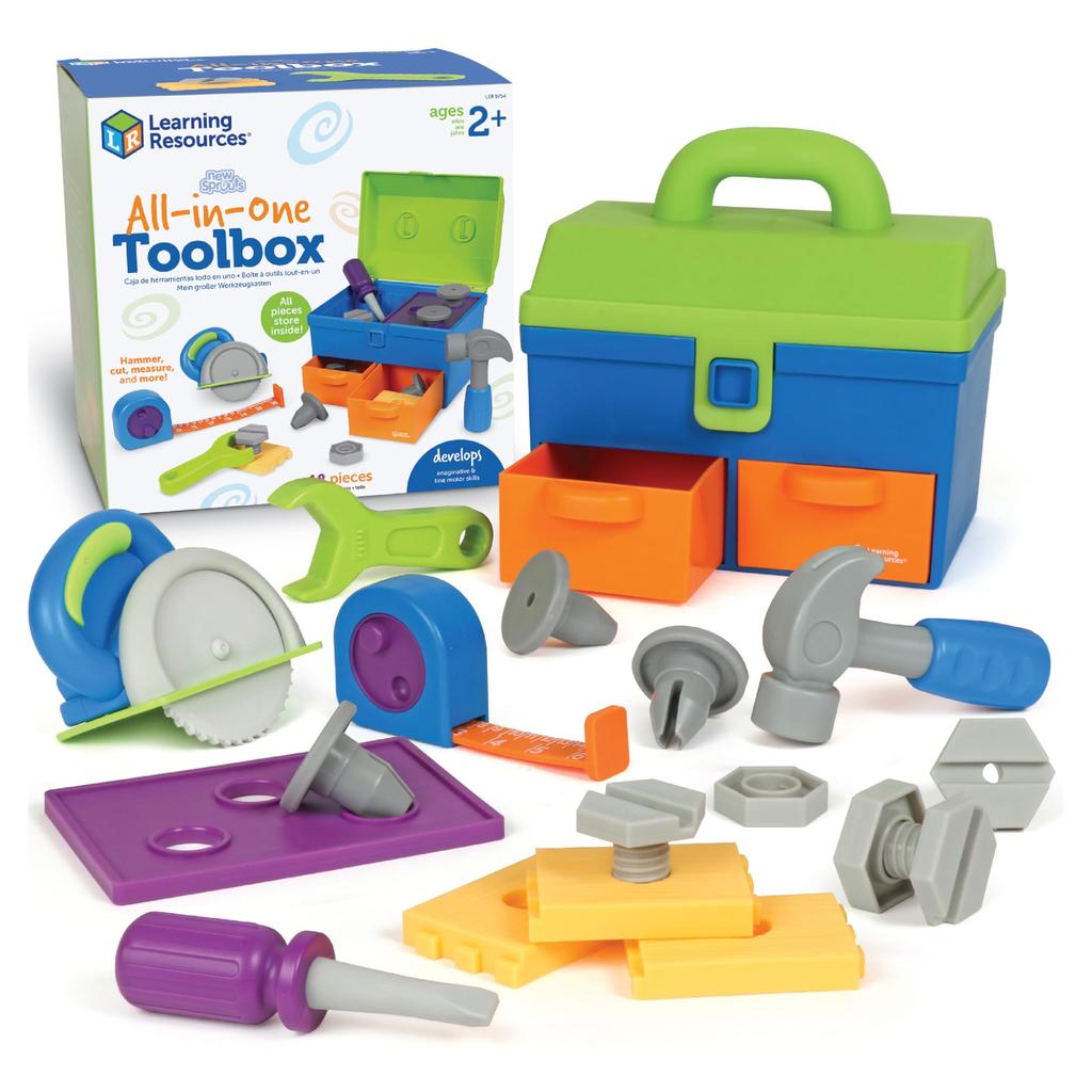 Learning Resources All-in-One Toolbox, 18 Pieces, Play House Toy, LER9754, Authentic