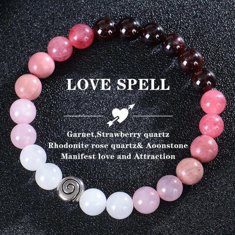 Pink Natural Stone Bracelet Chalcedony Beaded Bracelet for Women Optimized Natural Stone Beads Yoga Meditation  Gift