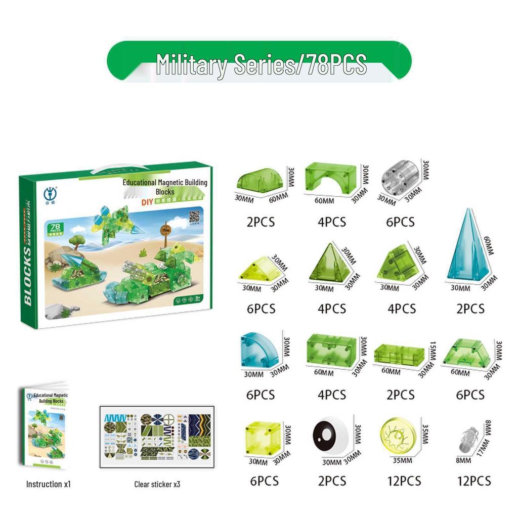 DiGe Geometric Magnetic Blocks - Building Blocks for Construction Vehicles & Castles - Children's Toys