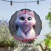 10 Inch Metal Wind Spinner with Cat Design and Pink Jewels 360 Rotating Hook for Outdoor Balcony Garden Lawn Decoration Spring Summer Fall
