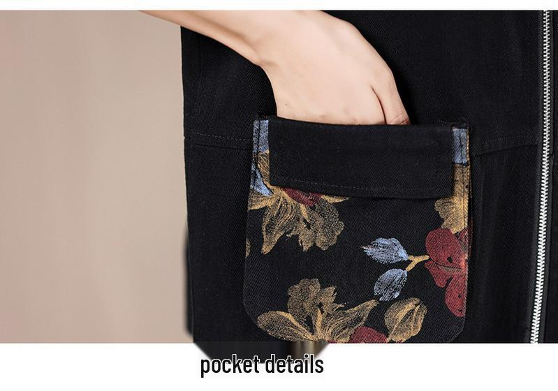 Grandma's Denim Cardigan Vest with Pockets - Plus Size for Middle-Aged & Elderly Women, New Spring Collection