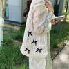 Yogodlns Bow Design Knitting Shopper Shopping Bag Female Shoulder Bags For Women Korean Fashion Soft Handbags Trend Travel Tote Bag