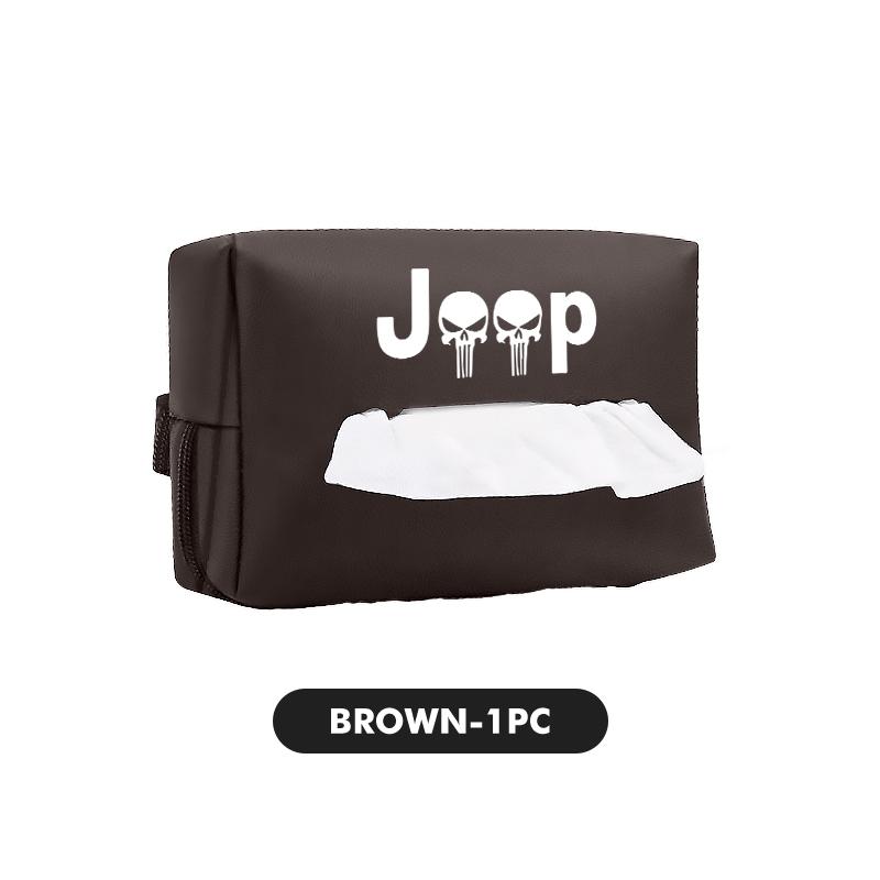 For Jeep PU Leather Car Tissue Box Paper Towel Storage Bag Auto Accessories Compass Renegade Cherokee Wrangler JK Patriot AKN1