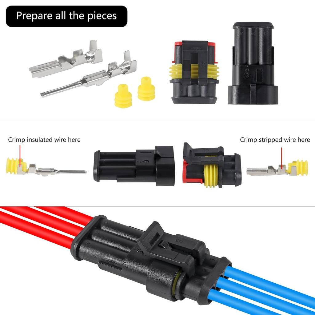 352Pcs Waterproof Electrical Connector Terminals Automotive Electrical Wire Connectors with Ratchet Crimping Tool