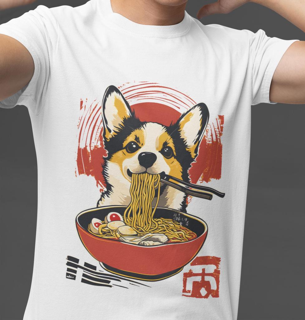 Retro Dog Ramen T-Shirt: Vintage Puppy Graphic, Food Lover Gift