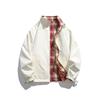 Wassup Sohot Men's Plaid Stand Collar Baseball Jacket