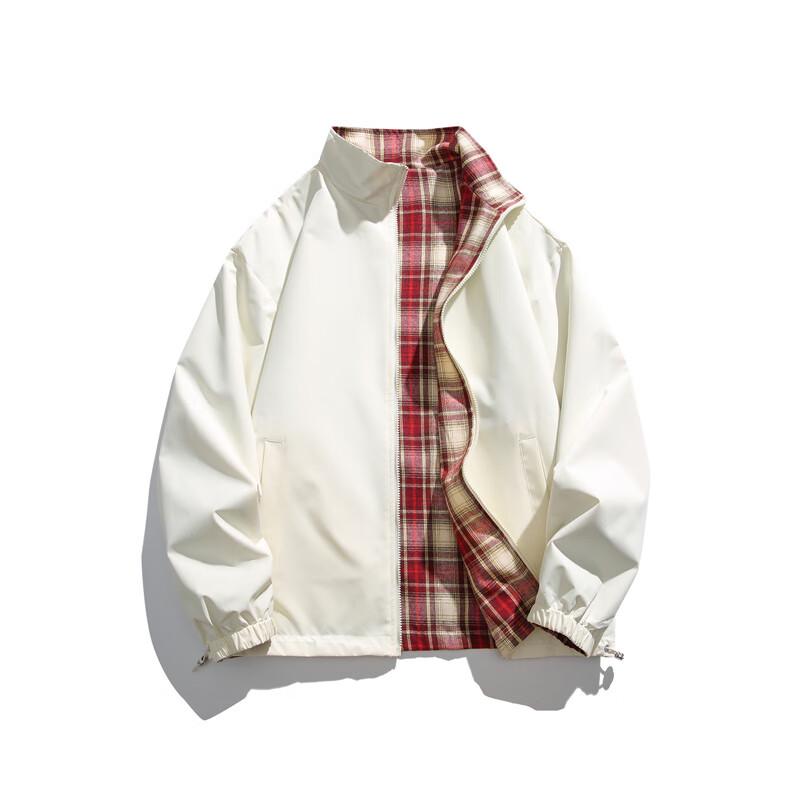 Wassup Sohot Men's Plaid Stand Collar Baseball Jacket