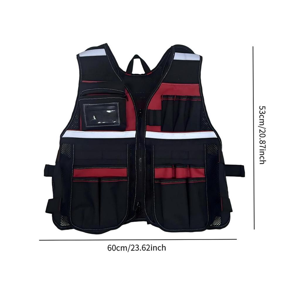 Electrician Work Vest Adjustable Utility Tool Organizer with Multiple Pockets Oxford Cloth Wear