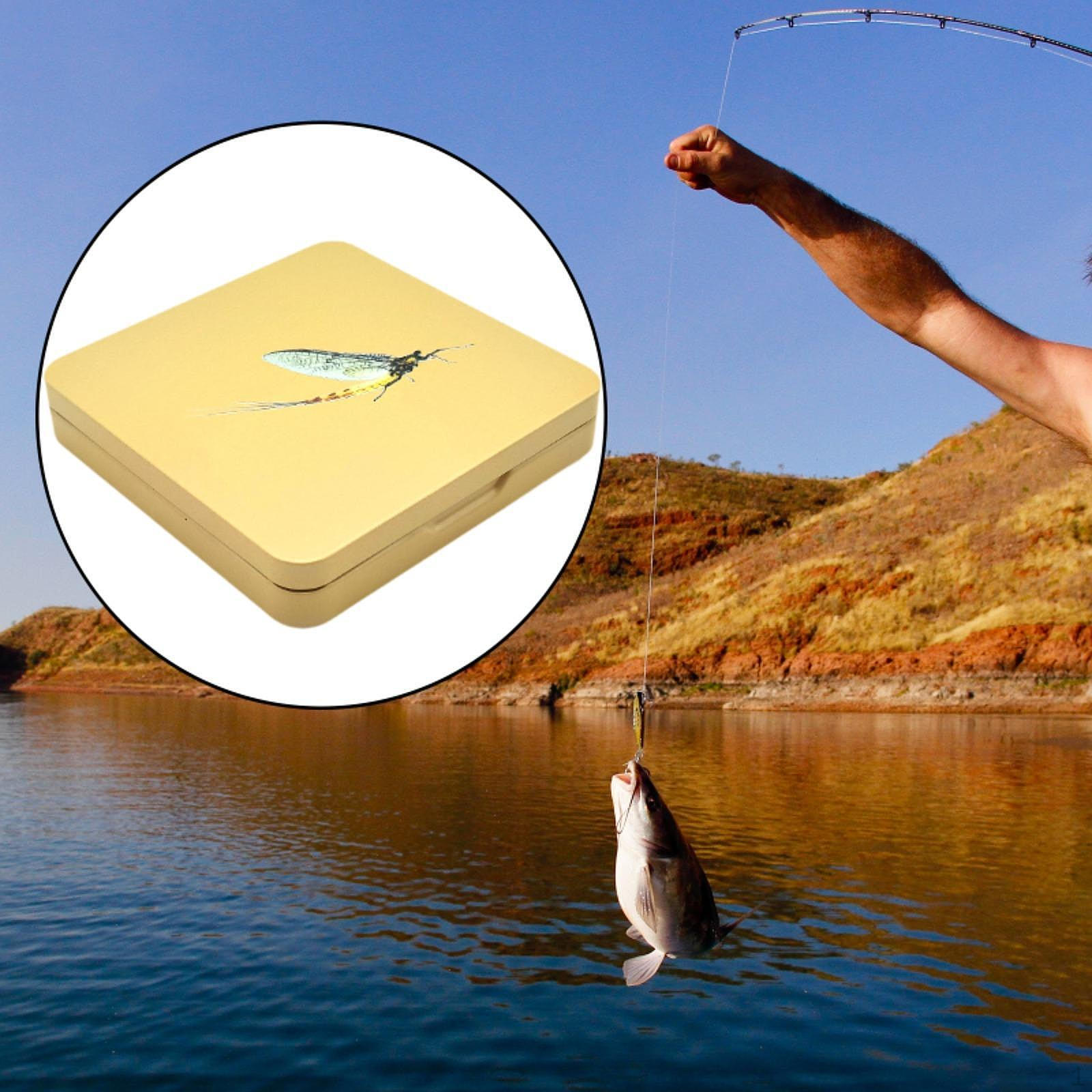 

Fly Fishing Box Lure Container Storage Organizer Tackle for золотой
