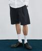 Arrayed Wide One-Pleat Elastic Half Chino Pants [Black]