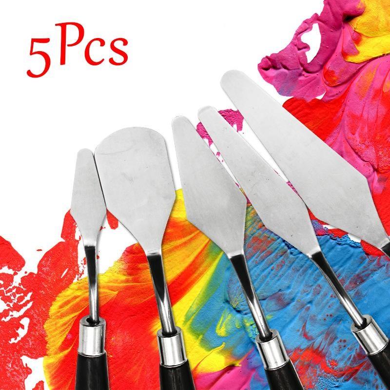 

Нож для палитры пигментов, нож для масляной живописи, художественный скребок, полный набор цветов из 5 шт. чёрный