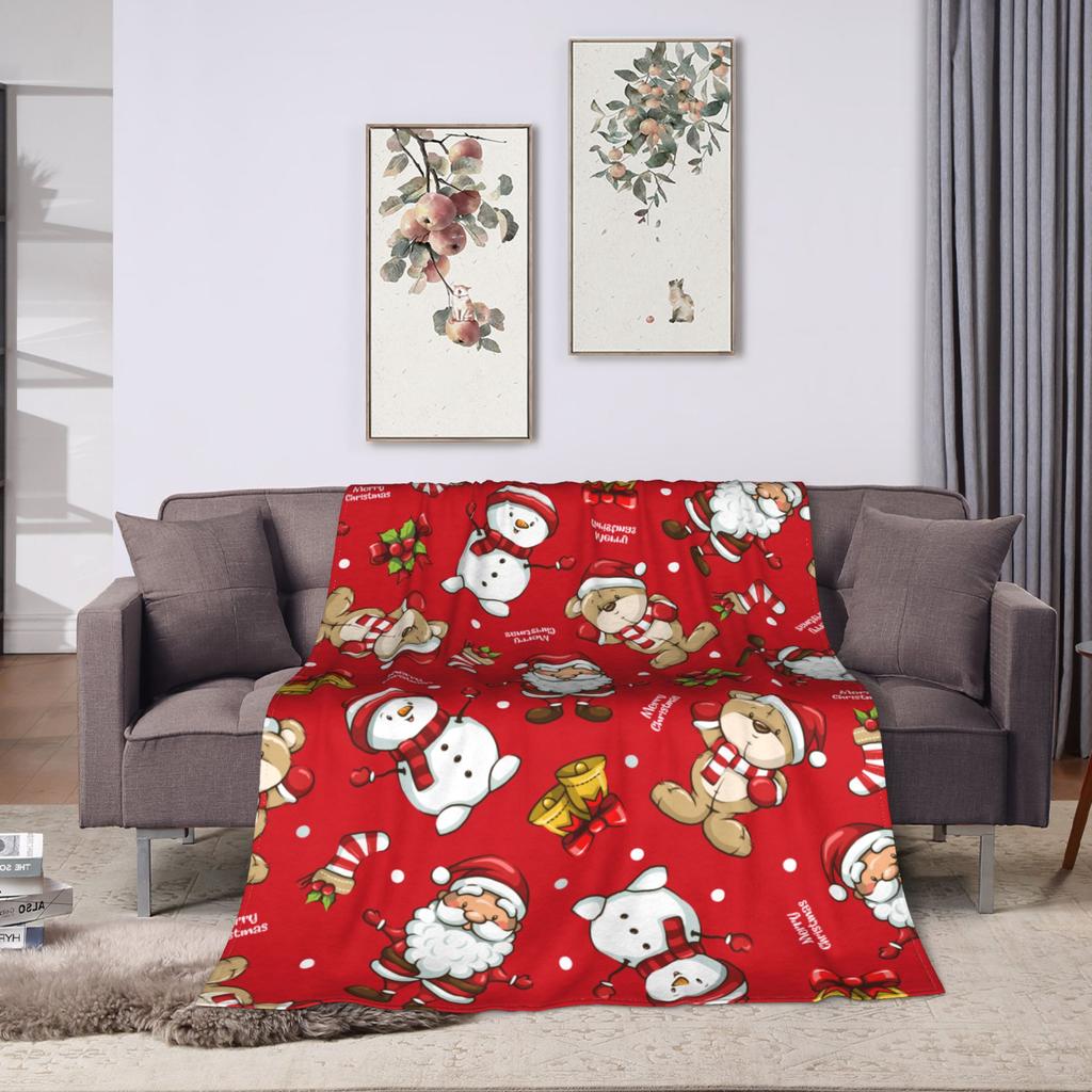 Christmas Gingerbread Pattern Pastel Pink Red Blankets Coral Fleece Plush Autumn Soft Throw Blankets for Sofa Outdoor Rug Piece