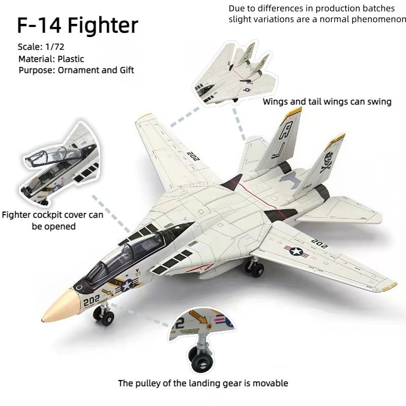 1/72 F-14 Fighte Assembled Plastic Airplane Model (including Display Rack), Home Display and Collection, Creative Gifts