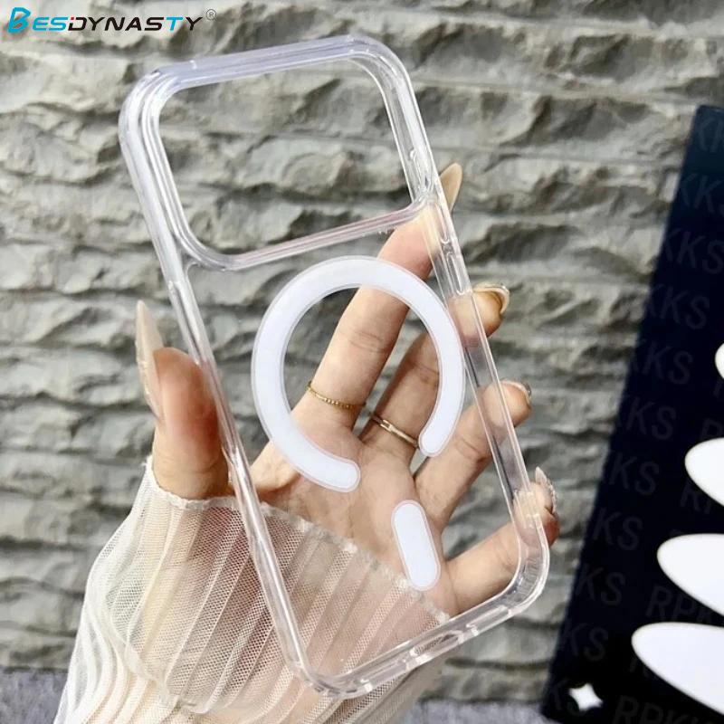 Clear Phone Case For iPhone 17 Air 16 15 14 13 12 Pro Max For Magsafe Wireless Charging Back Cover
