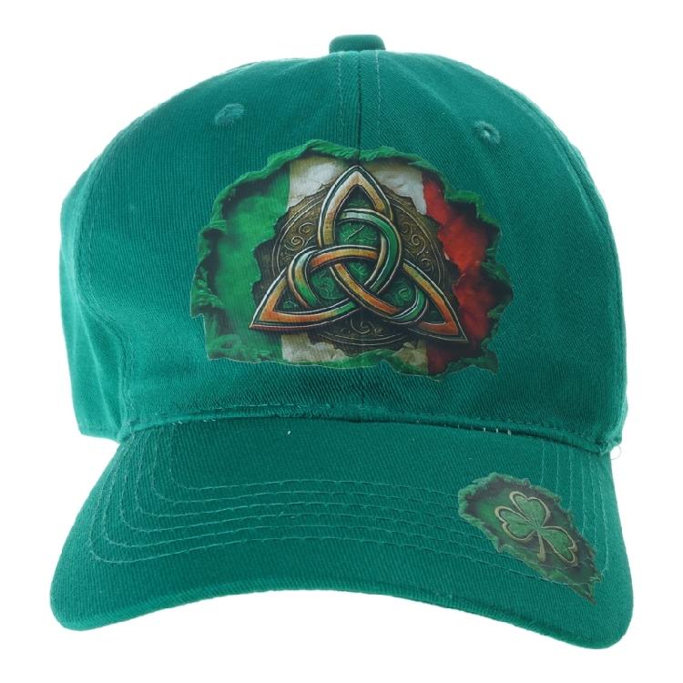 

Irish Green Cloverleaf Printed Baseball Cap Adjustable Fit Suitable For Unisex Distressed Sports Cap зелений