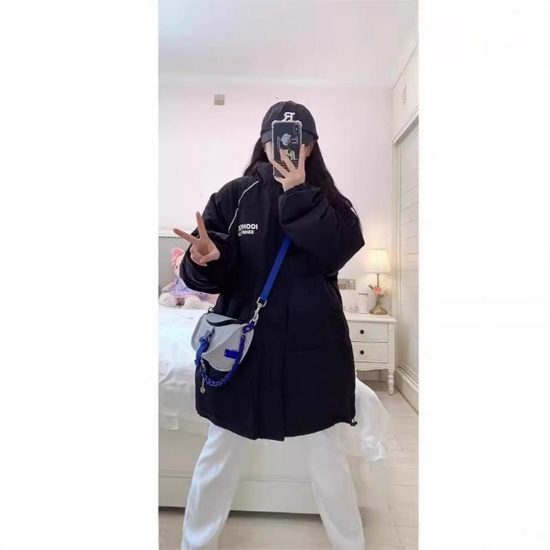 Men's and Women's Versatile Cotton Clothes Winter Coat Women's Winter New Thin Stand-up Collar Down Cotton-padded Clothes Trendy Women's Clothing