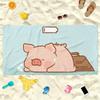 Cartoon Lulu the Piggy Towel Soft Lightweight Anti-Sand Large Beach Towel Quick-Drying Bath Sports Family
