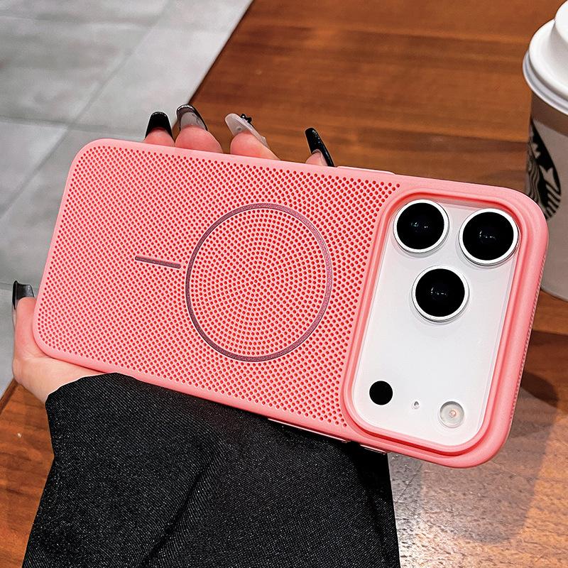 Applicable to Apple 17ProMax mobile phone case, breathable heat dissipation, thin ring magnetic suction iPhone17 ultra-thin anti-drop protective case
