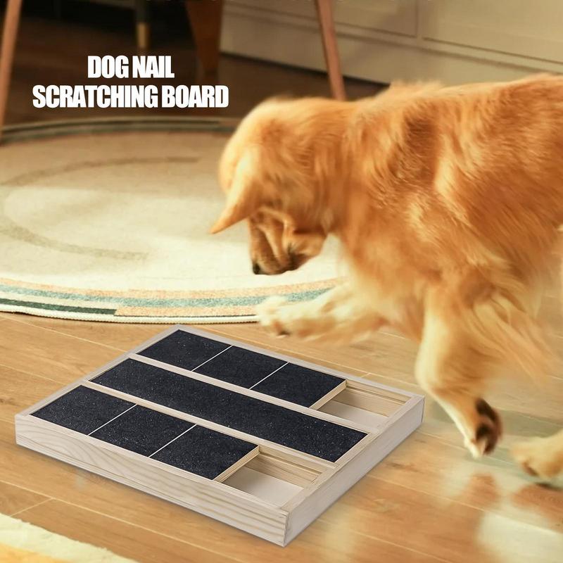 Dog Nail Scratcher Board Puppy Treat Scratching Board Pet Scratcher with Treat Box for Home Wooden Puppy Claw Grooming Tool