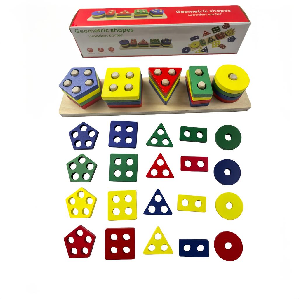 Toy Made of Wooden Stacking Blocks,Game for Sorting Shapes with Color And Shape Matching,Enhance Fine Motor Skills, Safe For, an Educational Puzzle