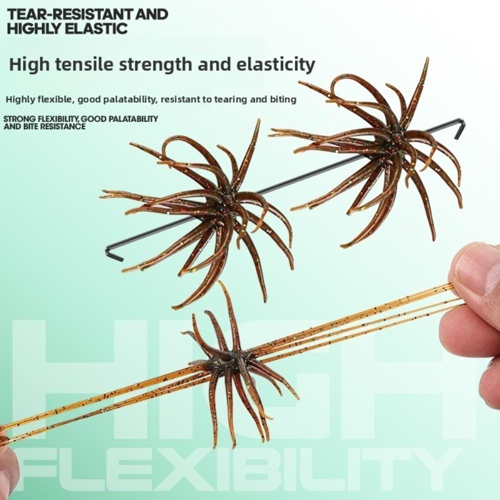 5pcs Set 5cm 1.9g Sea Urchin Lure TPE Material Floating Design Fishing Bait Soft Worm Shape Biomimetic Soft Worm